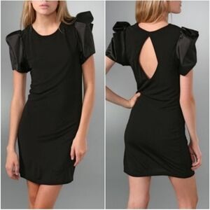 Alice + Olivia Black Puff Sleeve Bodycon Dress
